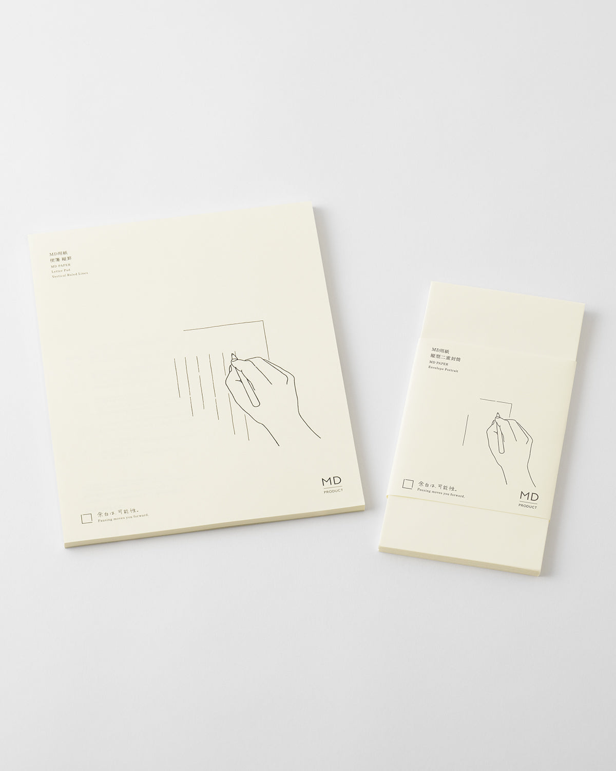 MD用紙便箋縦罫・縦型二重封筒／MD PAPER Letter Pad & Envelope