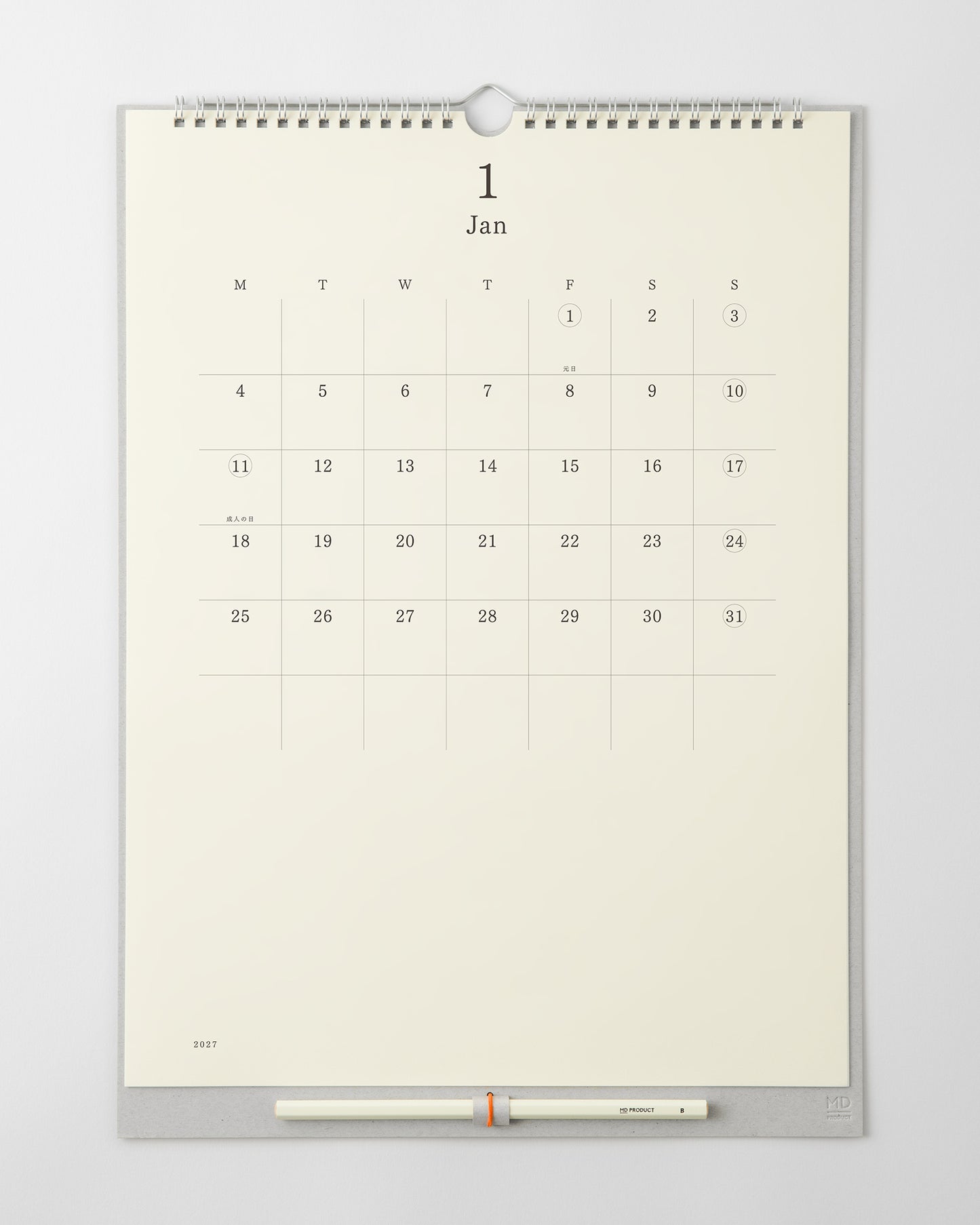 _MD壁掛カレンダー鉛筆付//MD Wall Calendar + MD Pencil