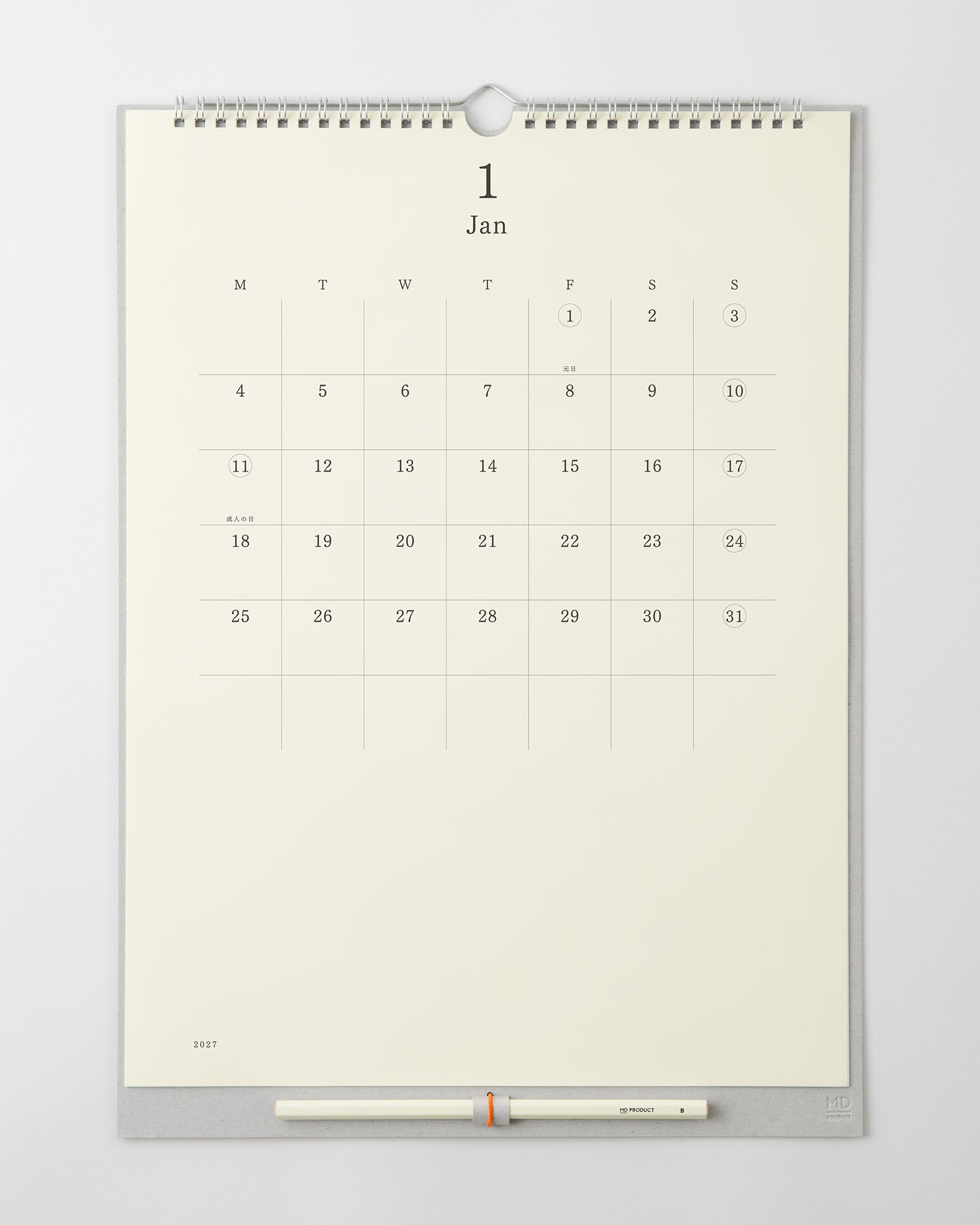 _MD壁掛カレンダー鉛筆付//MD Wall Calendar + MD Pencil